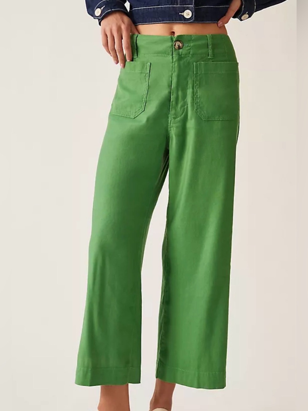 🍀 Maeve by Anthropologie The Colette Wide Leg Pants Size 31 Cropped Green 🍀